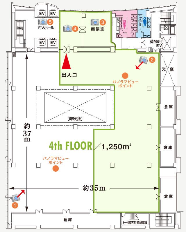 4階展示場東室（東西）　平面図