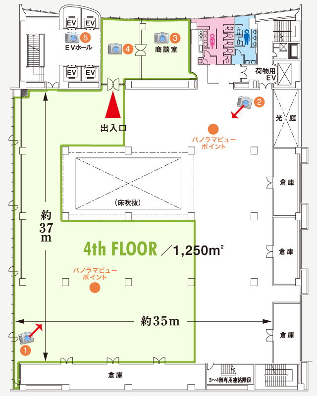 4階展示場西室（東西）　平面図