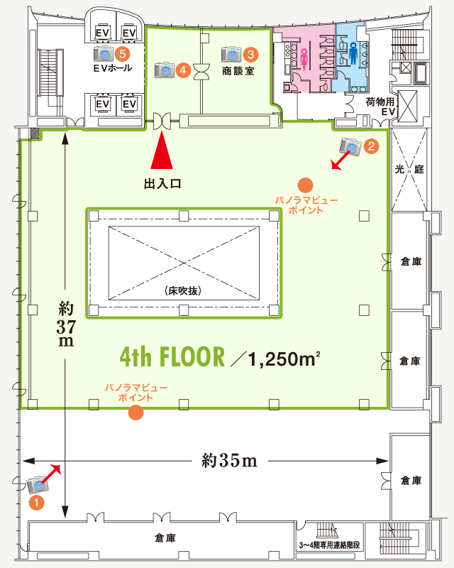 4階展示場西室（南北）　平面図