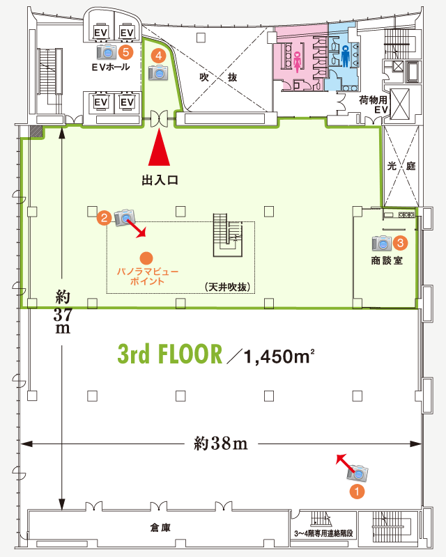 3階展示場東室（南北）　平面図