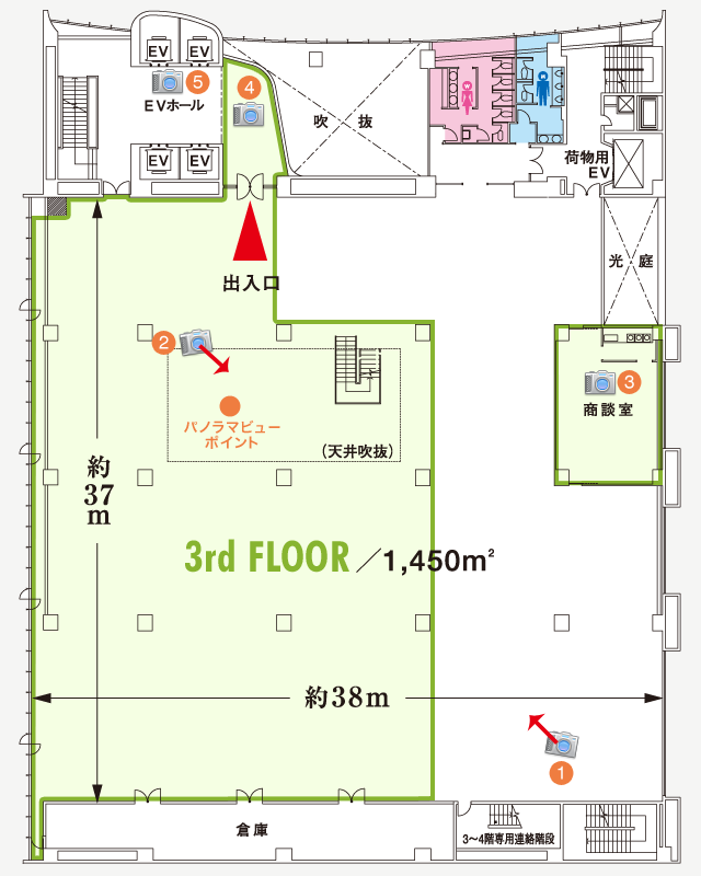 3階展示場西室（東西）　平面図